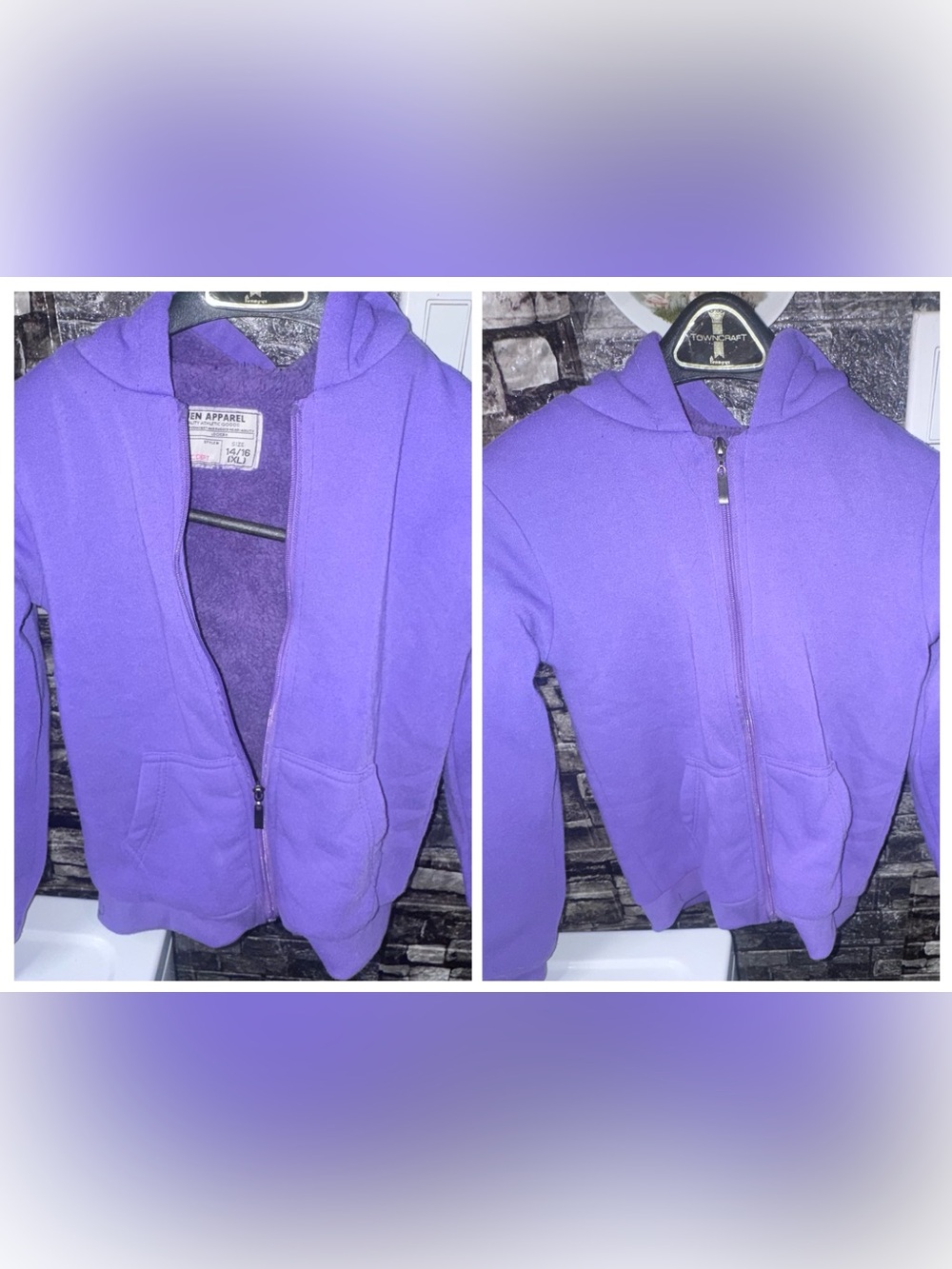 Kids Purple Hooded Zip-Up Sweatshirt - Unbranded